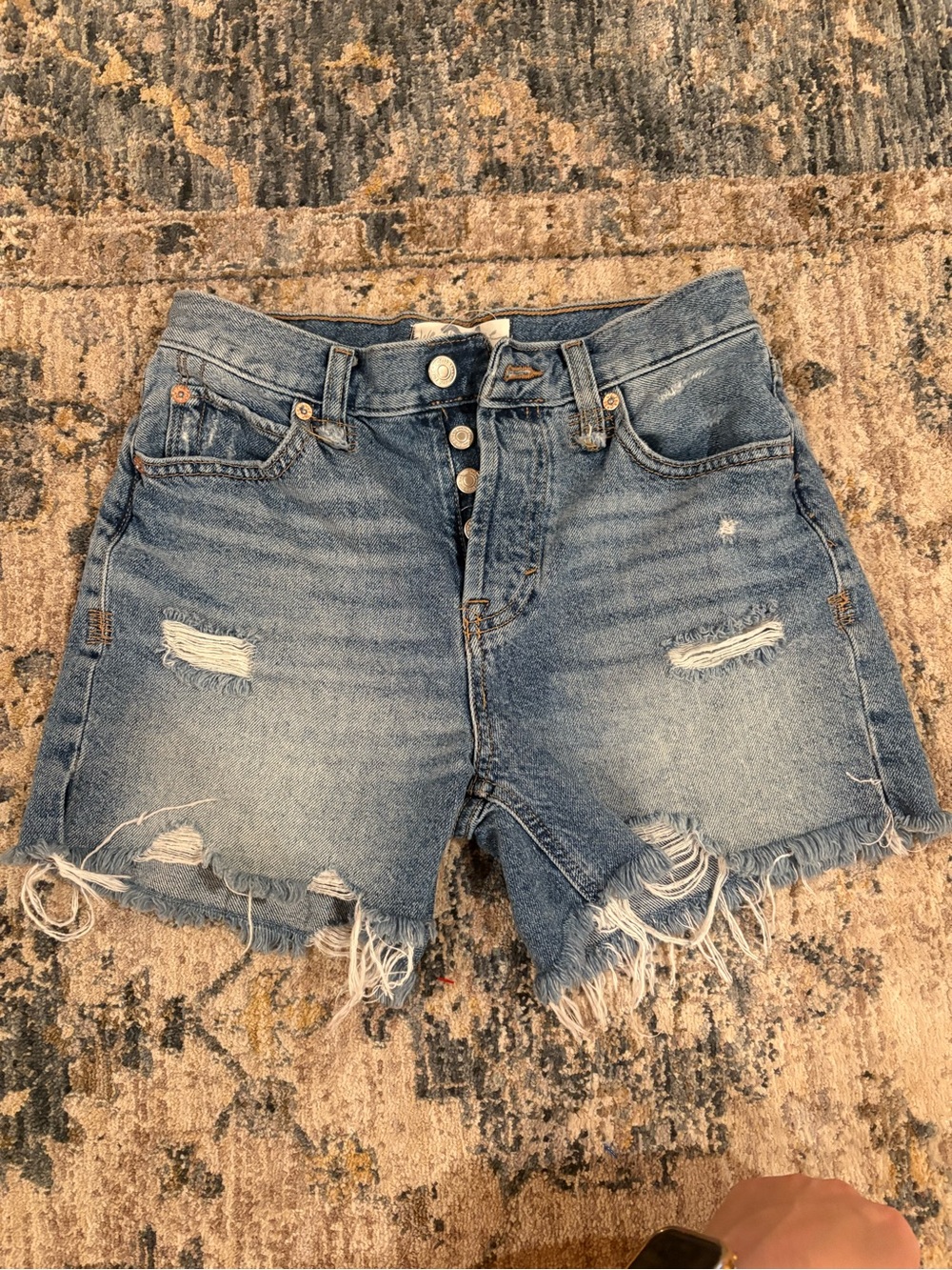 Free People We The Free High Rise Button Fly Denim Shorts Size 24